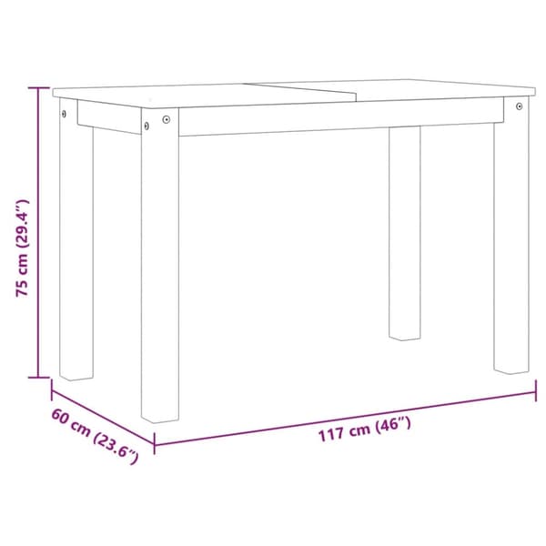 vidaXL Ruokapöytä Panama valkoinen 117x60x75 cm täysi mänty -  Keittiön & ruokapöydät