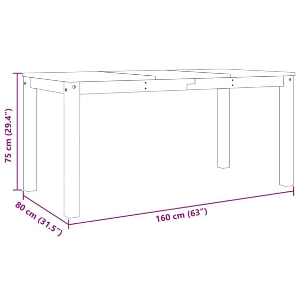 vidaXL spisebord Panama 160x80x75 cm massivt fyrretræ -  Spiseborde