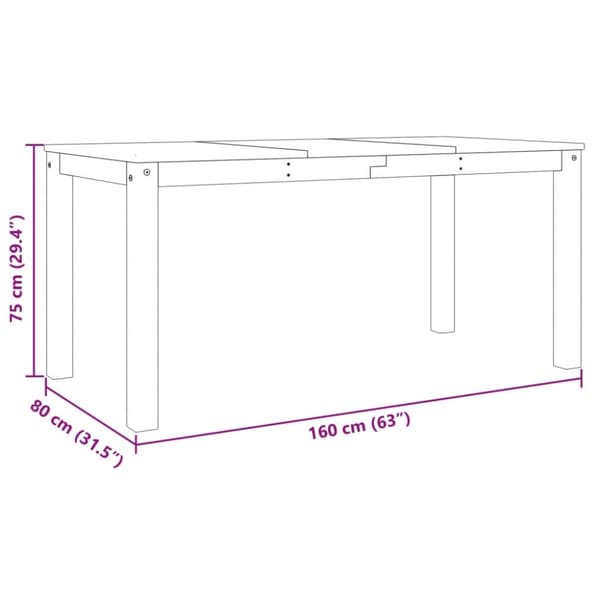 vidaXL Ruokapöytä Panama valkoinen 160x80x75 cm täysi mänty -  Keittiön & ruokapöydät