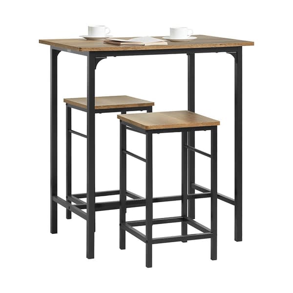 Rootz 3-delt barbordssæt - Bistrobord med 2 skamler - Vintage stil - Holdbar PB(E1) fineret top - Robust metalstel - Pladsbesparende design - Bord: 80