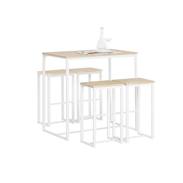 Rootz 5-delt barbordssæt - Spisestuesæt - Køkkenensemble - Robust metalstel - Alsidig brug - Indendørs og udendørs - Bord: 100 cm x 96 cm x 60 cm, ska