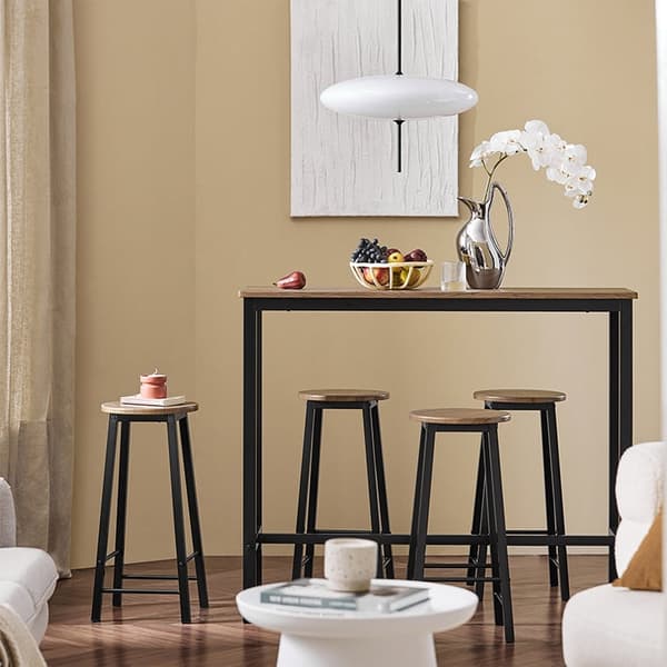 Rootz 5-delt barbordssæt - Køkken spisebordskombination - Havemøbelsæt - MDF med PVC-top - Robust metalstel - Høj belastningskapacitet - 120 cm x 100
