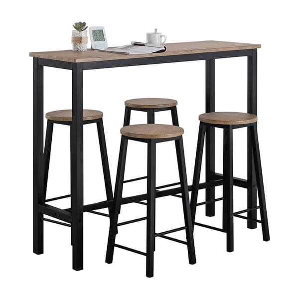 Rootz 5-delt barbordssæt - Køkken spisebordskombination - Havemøbelsæt - MDF med PVC-top - Robust metalstel - Høj belastningskapacitet - 120 cm x 100