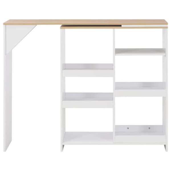 The Living Store Barbord med flyttbar hylla vit 138x39x110 cm -  Matbord