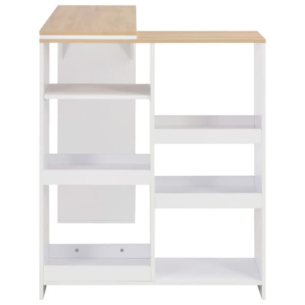 The Living Store Barbord med flyttbar hylla vit 138x39x110 cm -  Matbord