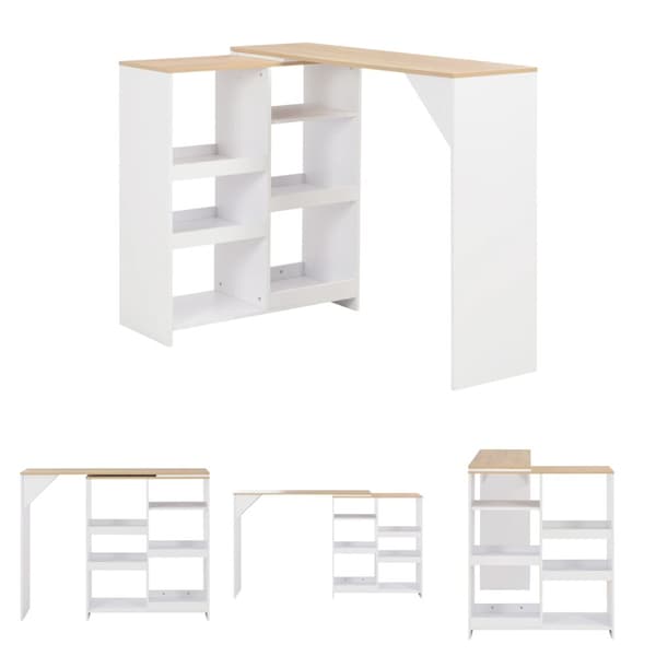The Living Store Barbord med flyttbar hylla vit 138x39x110 cm -  Matbord