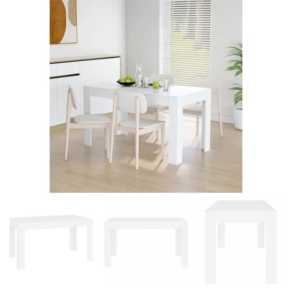 The Living Store Matbord vit 140x74,5x76 cm konstruerat trä -  Matbord