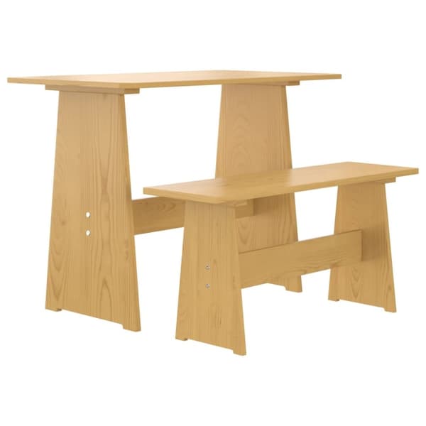 The Living Store spisebord med bænk massivt fyrretræ gyldenbrun -  Spiseborde