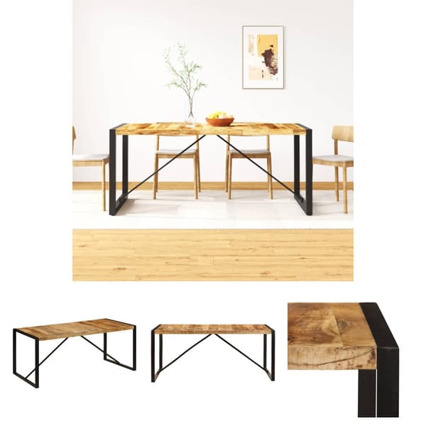 The Living Store Matbord massivt grovt mangoträ 180 cm -  Matbord