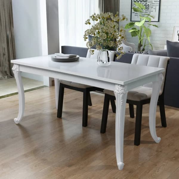 The Living Store spisebord 116 x 66 x 76 cm højglans hvid - Spiseborde