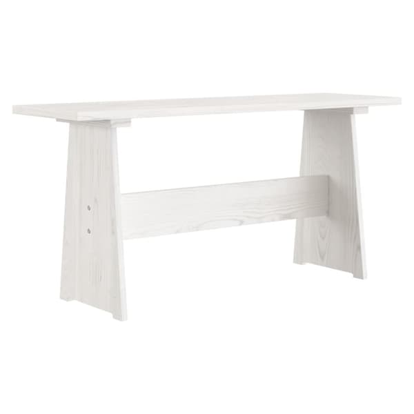 The Living Store spisebord med bænk massivt fyrretræ hvid -  Spiseborde