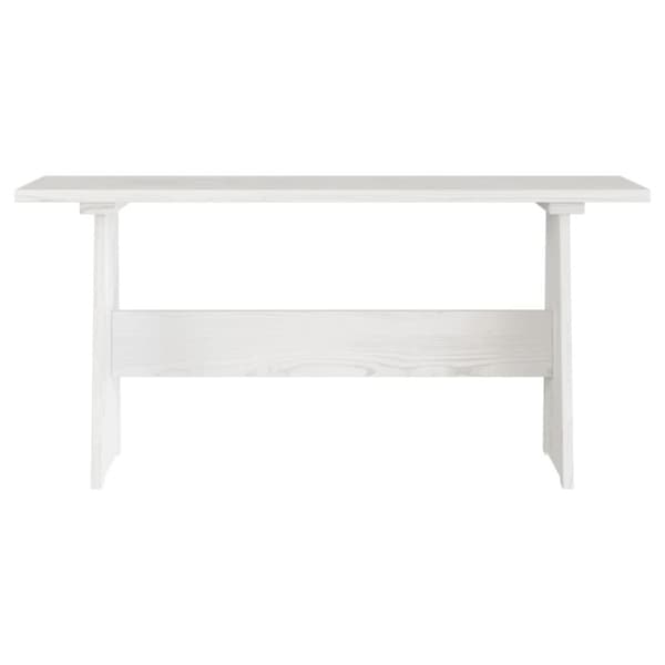 The Living Store spisebord med bænk massivt fyrretræ hvid -  Spiseborde