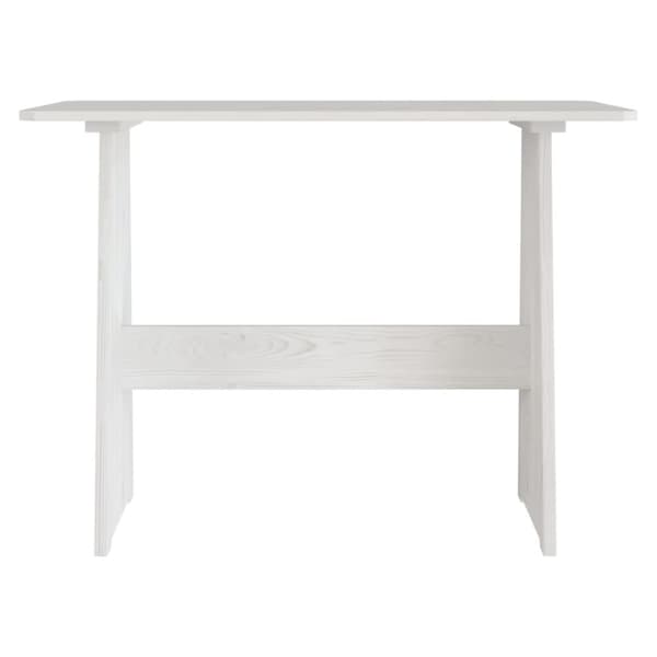 The Living Store spisebord med bænk massivt fyrretræ hvid -  Spiseborde