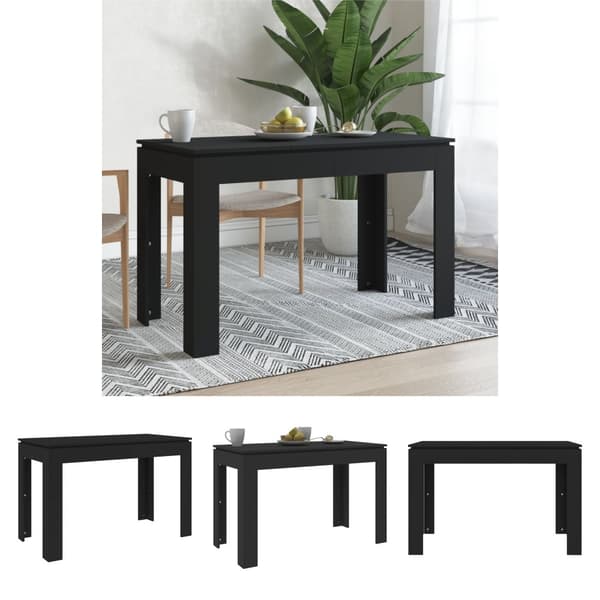 The Living Store spisebord 120x60x76 cm konstrueret træ sort -  Spiseborde