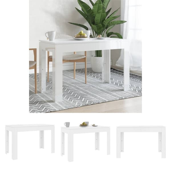 The Living Store spisebord 120 x 60 x 76 cm spånplade hvid højglans -  Spiseborde