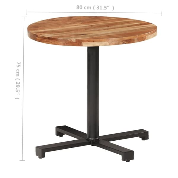 The Living Store Bistropöytä pyöreä Ø80x75 cm täysi akaasiapuu - Keittiön & ruokapöydät