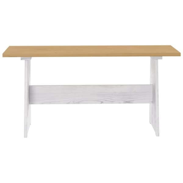 The Living Store spisebord med bænk massivt fyrretræ gyldenbrun og hvid -  Spiseborde