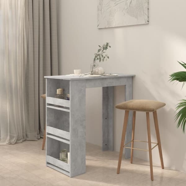 The Living Store Baaripöytä säilytystelineellä betoninharmaa 102x50x103,5 cm -  Keittiön & ruokapöydät