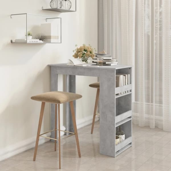 The Living Store Baaripöytä säilytystelineellä betoninharmaa 102x50x103,5 cm -  Keittiön & ruokapöydät