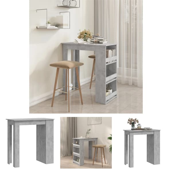 The Living Store Baaripöytä säilytystelineellä betoninharmaa 102x50x103,5 cm -  Keittiön & ruokapöydät