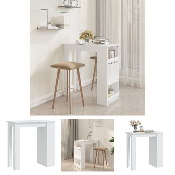The Living Store Barbord med förvaringshyllor vit 102x50x103,5cm konstruerat trä -  Matbord