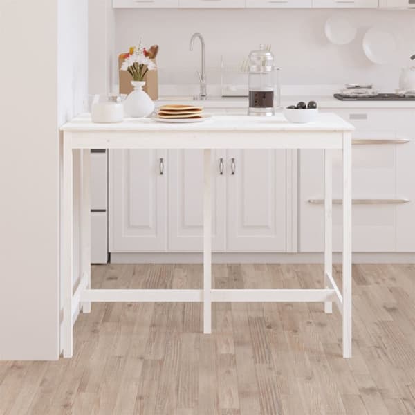 The Living Store Barbord vit 140x80x110 cm massivt furuträ -  Matbord