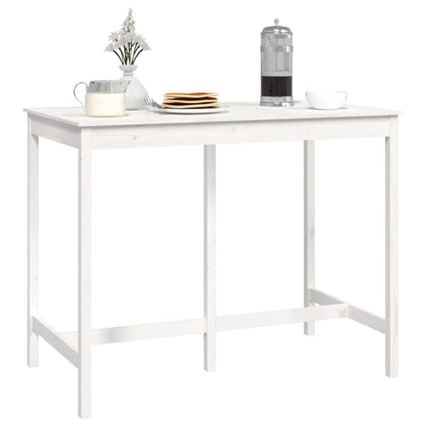 The Living Store Barbord vit 140x80x110 cm massivt furuträ -  Matbord