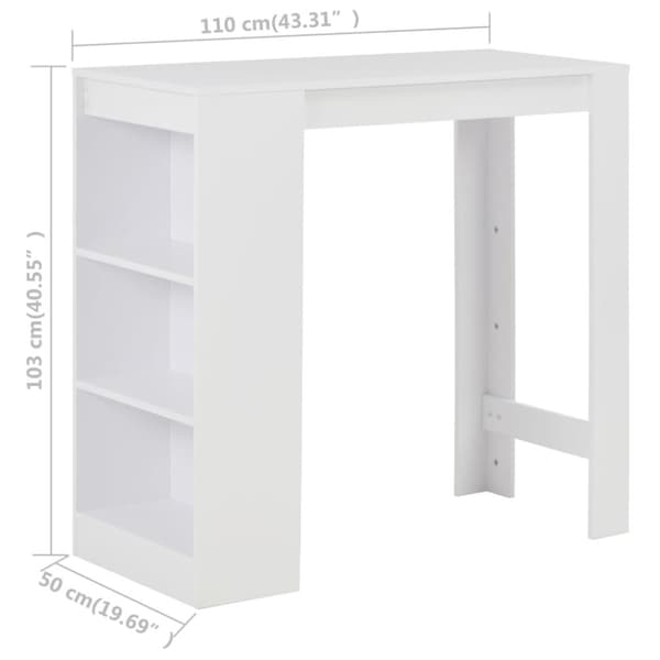 The Living Store Barbord med hylla vit 110x50x103 cm -  Matbord