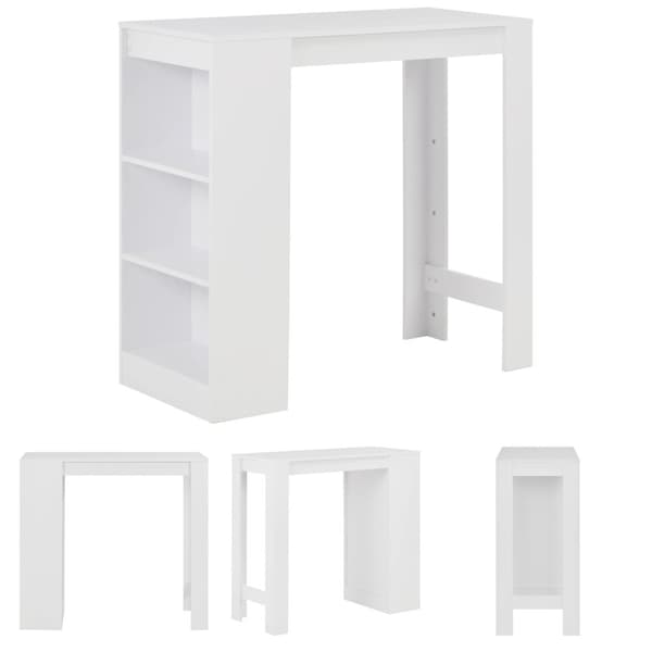 The Living Store Barbord med hylla vit 110x50x103 cm -  Matbord