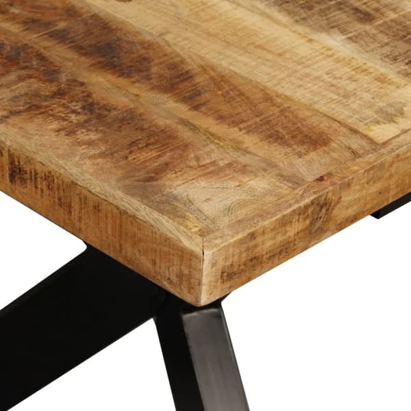 The Living Store Ruokapöytä Kiinteä mangopuu ja teräsjalusta 180 cm -  Keittiön & ruokapöydät