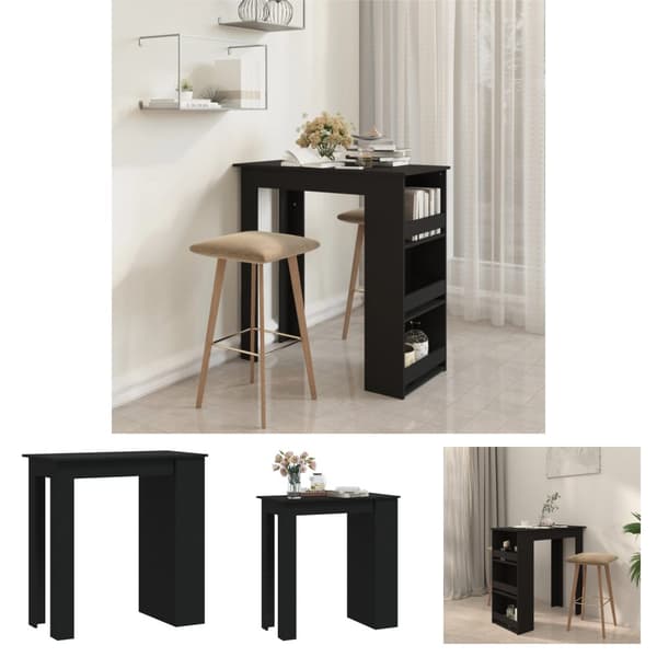 The Living Store barbord m. opbevaringsstativ102x50x103,5cm konstrueret træ sort -  Spiseborde