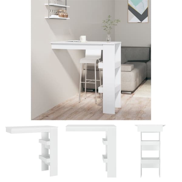 The Living Store Barbord väggmonterat vit 102x45x103,5 cm konstruerat trä -  Matbord