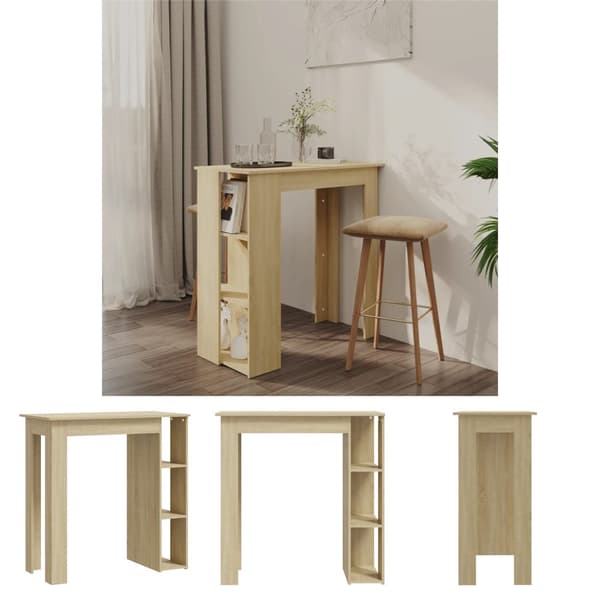 The Living Store Barbord med hylla sonoma-ek 102x50x103,5 cm konstruerat trä -  Matbord