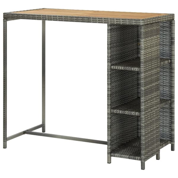 The Living Store Barbord med förvaringshyllor grå 120x60x110 cm konstrotting -  Matbord