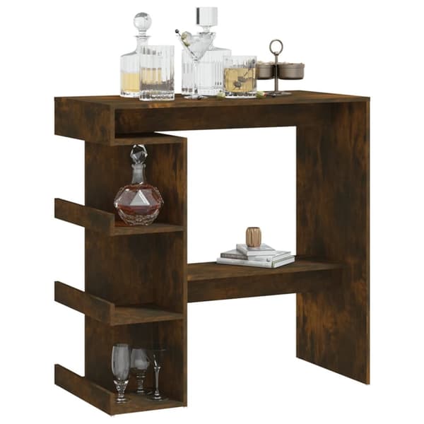 The Living Store Barbord med hyllor rökfärgad ek 100x50x101,5 cm konstruerat trä -  Matbord