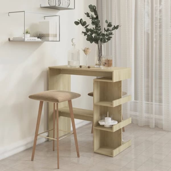 The Living Store Barbord med förvaringshyllor sonoma-ek 100x50x101,5cm spånskiva -  Matbord