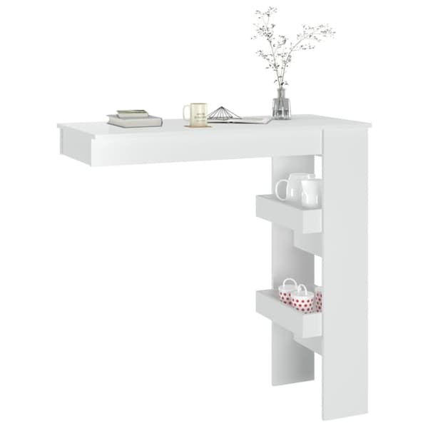 The Living Store Barbord väggmonterat vit glans 102x45x103,5 cm konstruerat trä -  Matbord