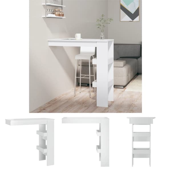The Living Store Barbord väggmonterat vit glans 102x45x103,5 cm konstruerat trä -  Matbord