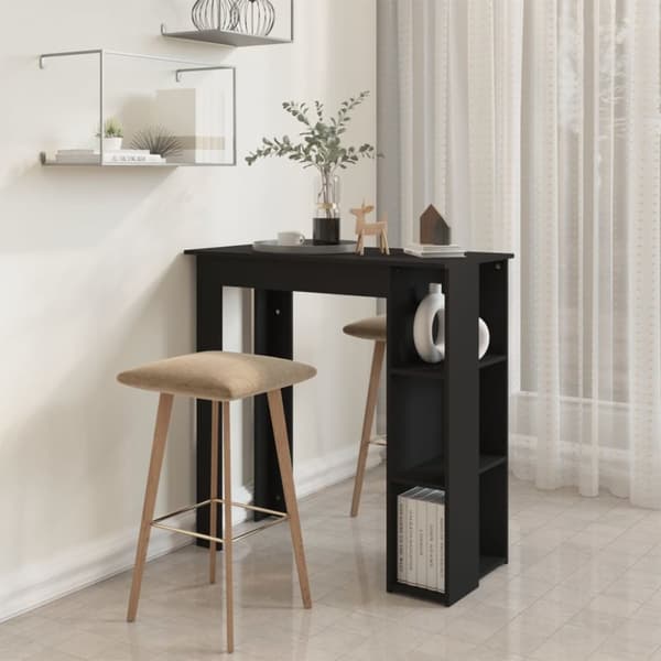 The Living Store Baaripöytä hyllyllä musta 102x50x103,5 cm tekninen puu -  Keittiön & ruokapöydät