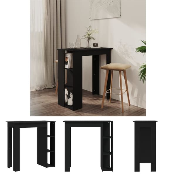 The Living Store Baaripöytä hyllyllä musta 102x50x103,5 cm tekninen puu -  Keittiön & ruokapöydät
