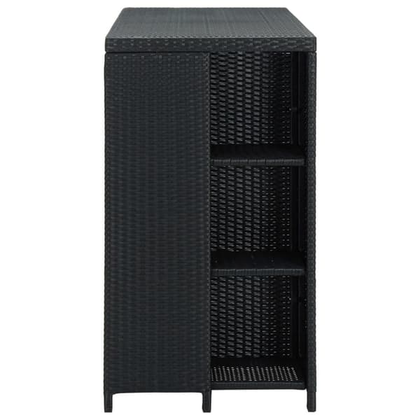 The Living Store barbord med opbevaringsstativ 120x60x110 cm polyrattan sort -  Spiseborde