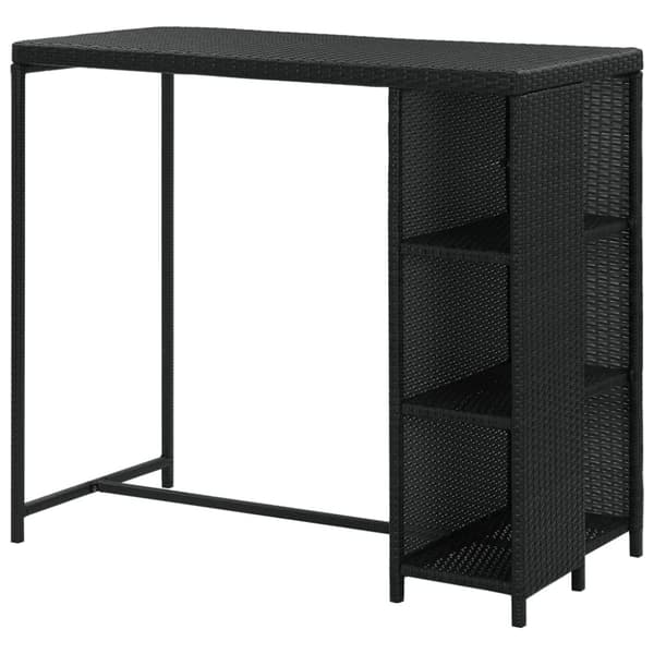 The Living Store barbord med opbevaringsstativ 120x60x110 cm polyrattan sort -  Spiseborde