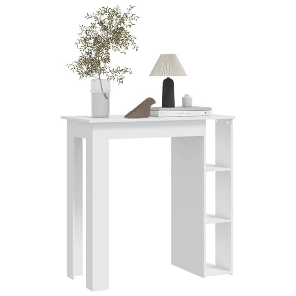 The Living Store Baaripöytä hyllyllä valkoinen 102x50x103,5 cm tekninen puu -  Keittiön & ruokapöydät