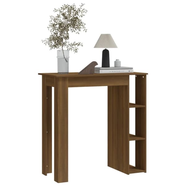 The Living Store Barbord med hylla brun ek 102x50x103,5 cm konstruerat trä -  Matbord