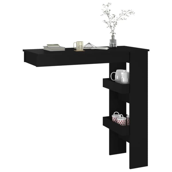 The Living Store vægmonteret barbord 102x45x103,5 cm konstrueret træ sort -  Spiseborde