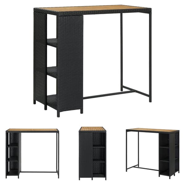 The Living Store Barbord med förvaringshyllor svart 120x60x110 cm konstrotting -  Matbord