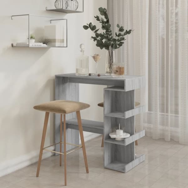 The Living Store Barbord med hyllor grå sonoma 100x50x101,5 cm -  Matbord