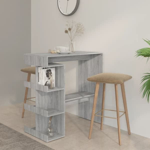 The Living Store Barbord med hyllor grå sonoma 100x50x101,5 cm -  Matbord