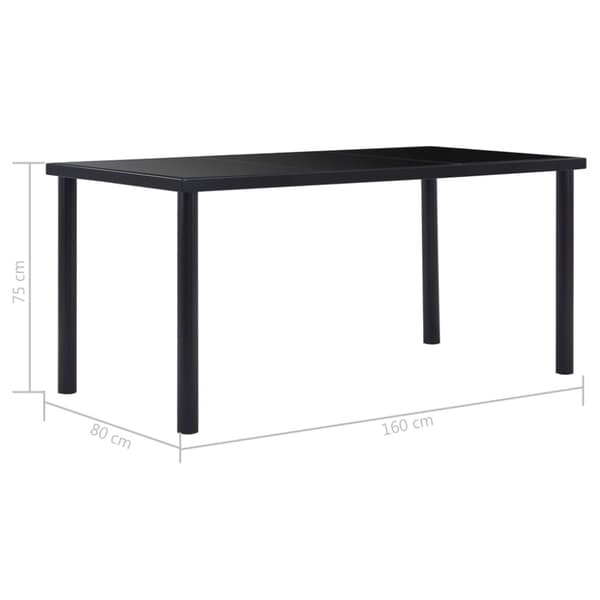 The Living Store Matbord svart 160x80x75 cm härdat glas - Matbord