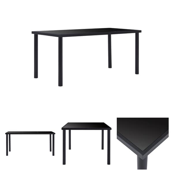 The Living Store Matbord svart 160x80x75 cm härdat glas -  Matbord